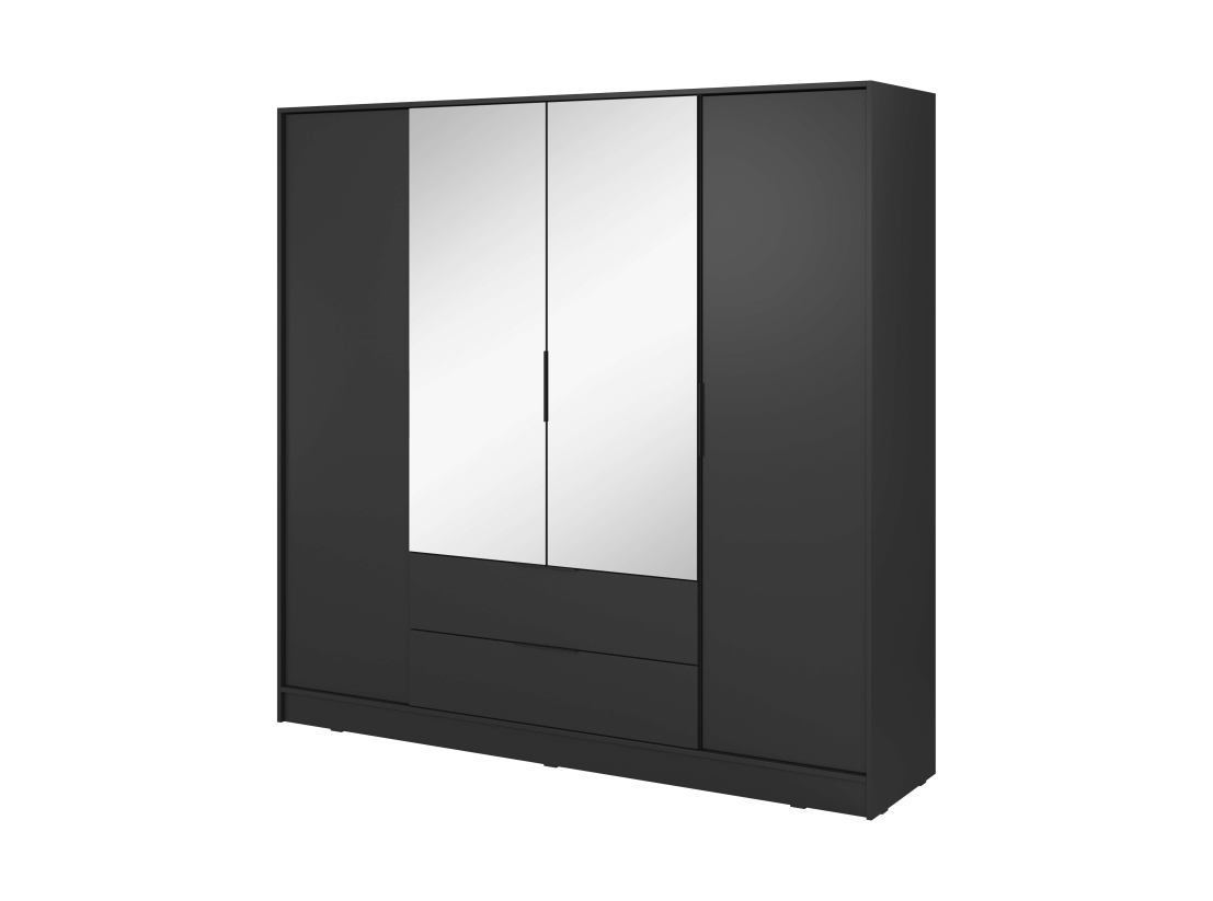 Armoire MIRAGE avec miroirs - Penderie, 4 portes et 2 tiroirs
