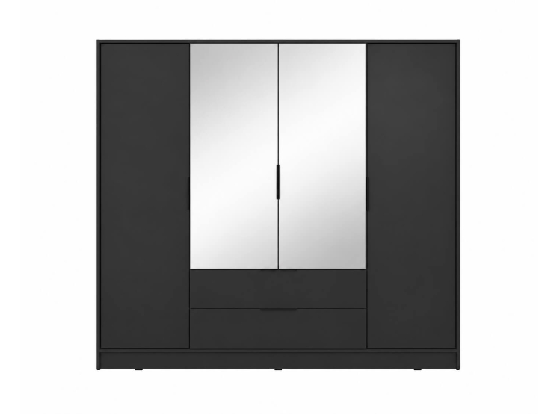 Armoire MIRAGE avec miroirs - Penderie, 4 portes et 2 tiroirs