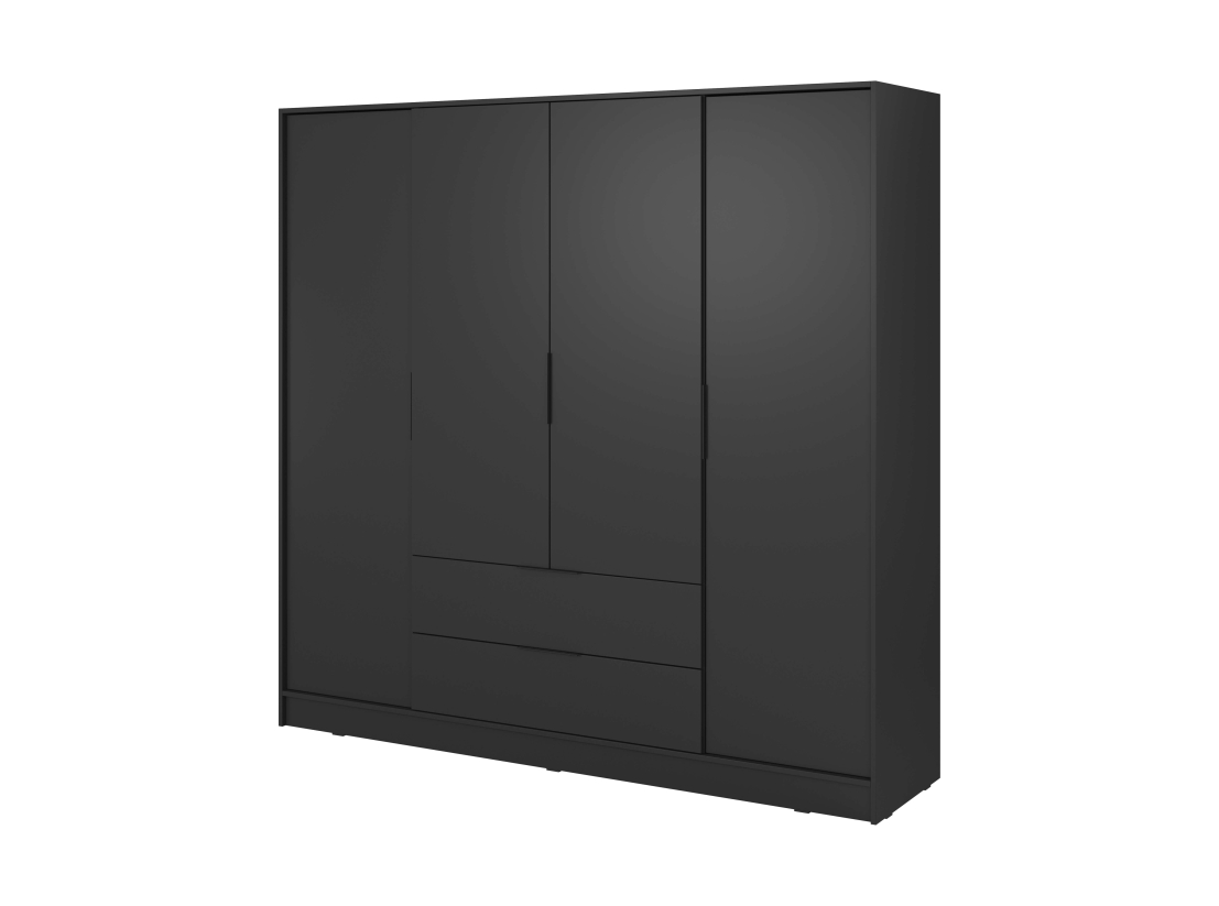 Armoire MIRAGE - 4 portes, 2 tiroirs et penderie intégrée