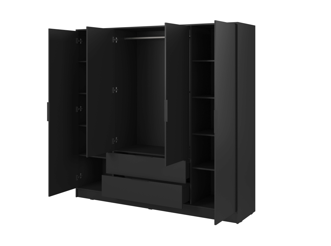 Armoire MIRAGE - 4 portes, 2 tiroirs et penderie intégrée
