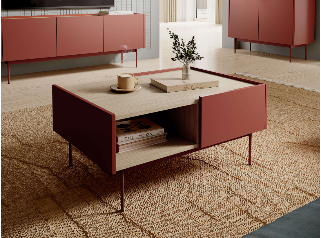 Table basse VIVARO- 2 tiroirs et niche de rangement