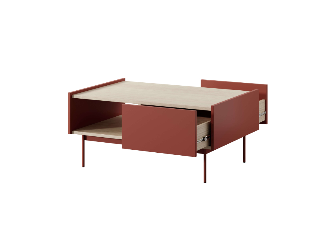 Table basse VIVARO- 2 tiroirs et niche de rangement