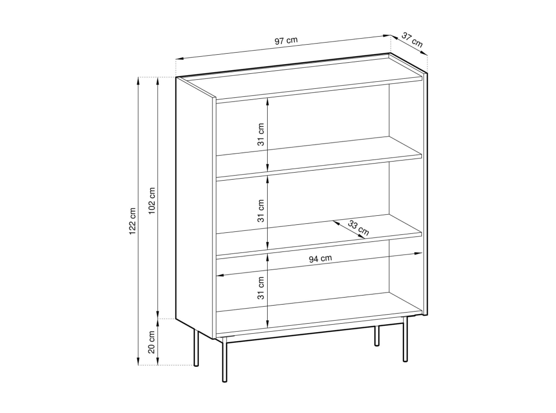 Buffet haut VIVARO- 2 portes, 4 étagères