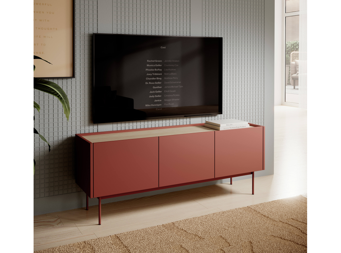 Meuble TV VIVARO - 3 portes et 3 étagères de rangement