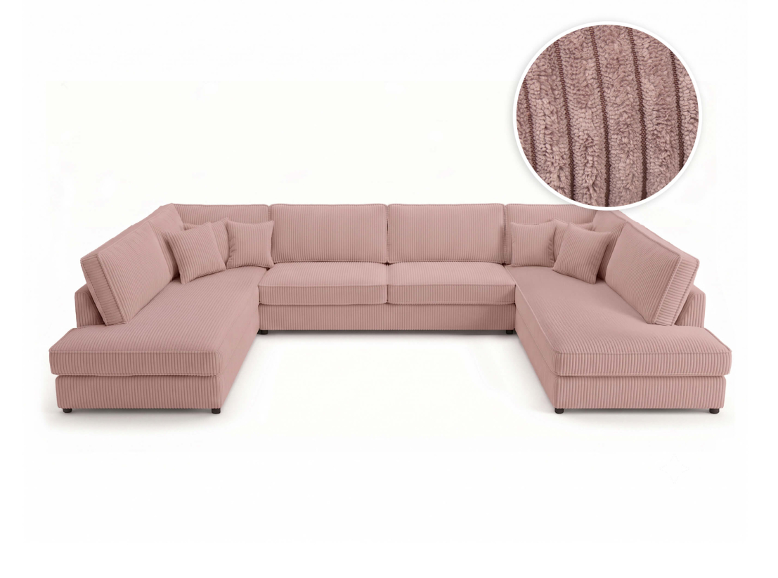 Canapé panoramique BELAMI XXL – Velours côtelé – 8 places généreuses