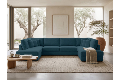 Canapé panoramique BELAMI XXL – Tissu – 8 places