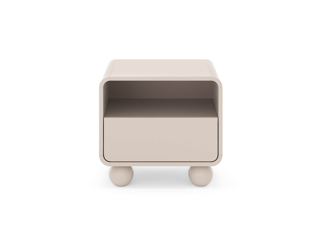 Table de chevet ALBA –  Pieds sphériques et rangements