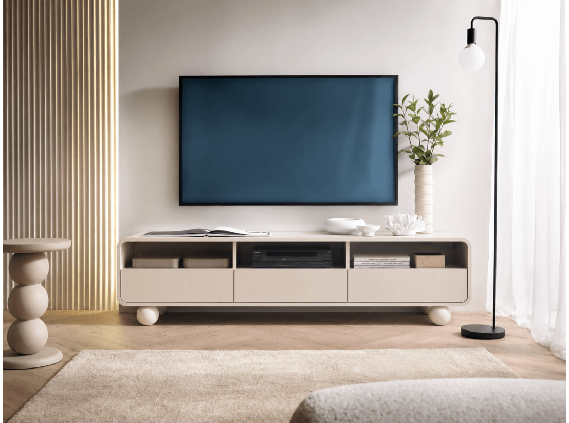 Meuble TV ALBA  – Rangement généreux avec tiroirs et niches
