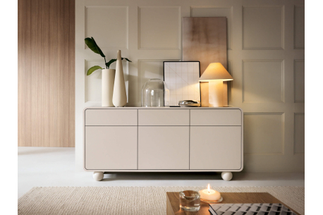 Buffet bas ALBA – 3 portes, 3 tiroirs, rangement structuré