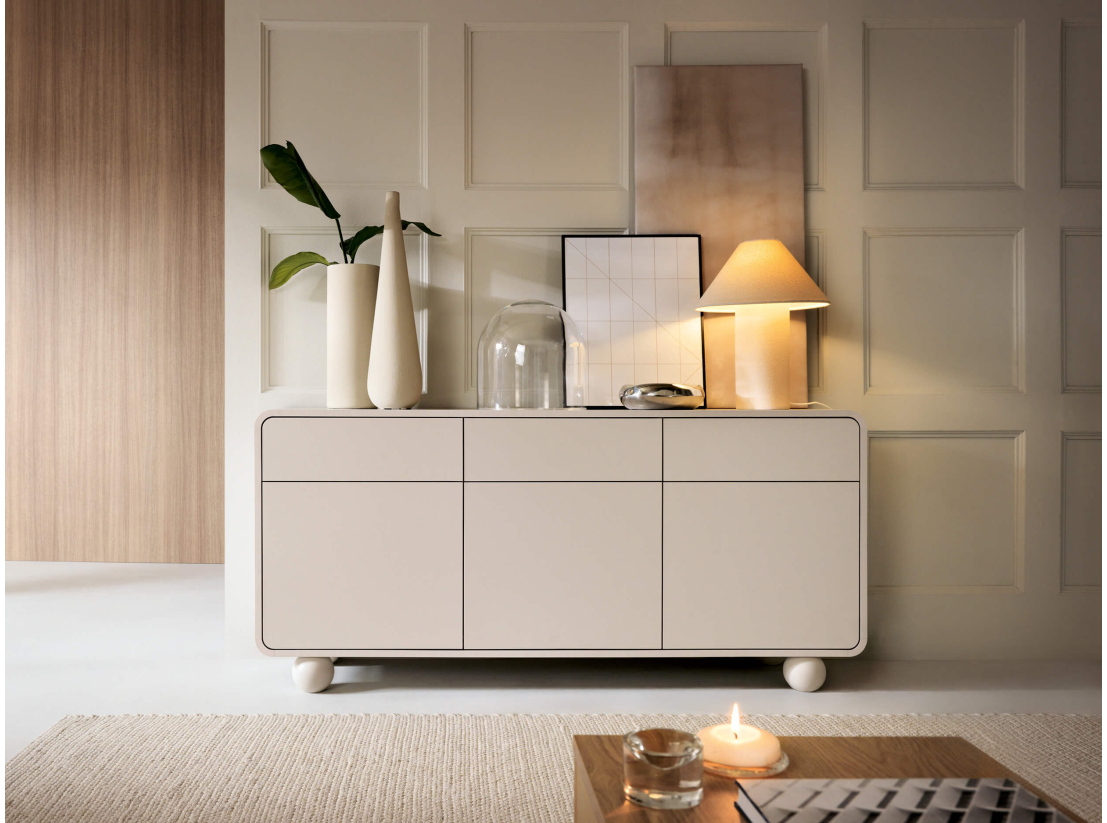 Buffet bas ALBA – 3 portes, 3 tiroirs, rangement structuré