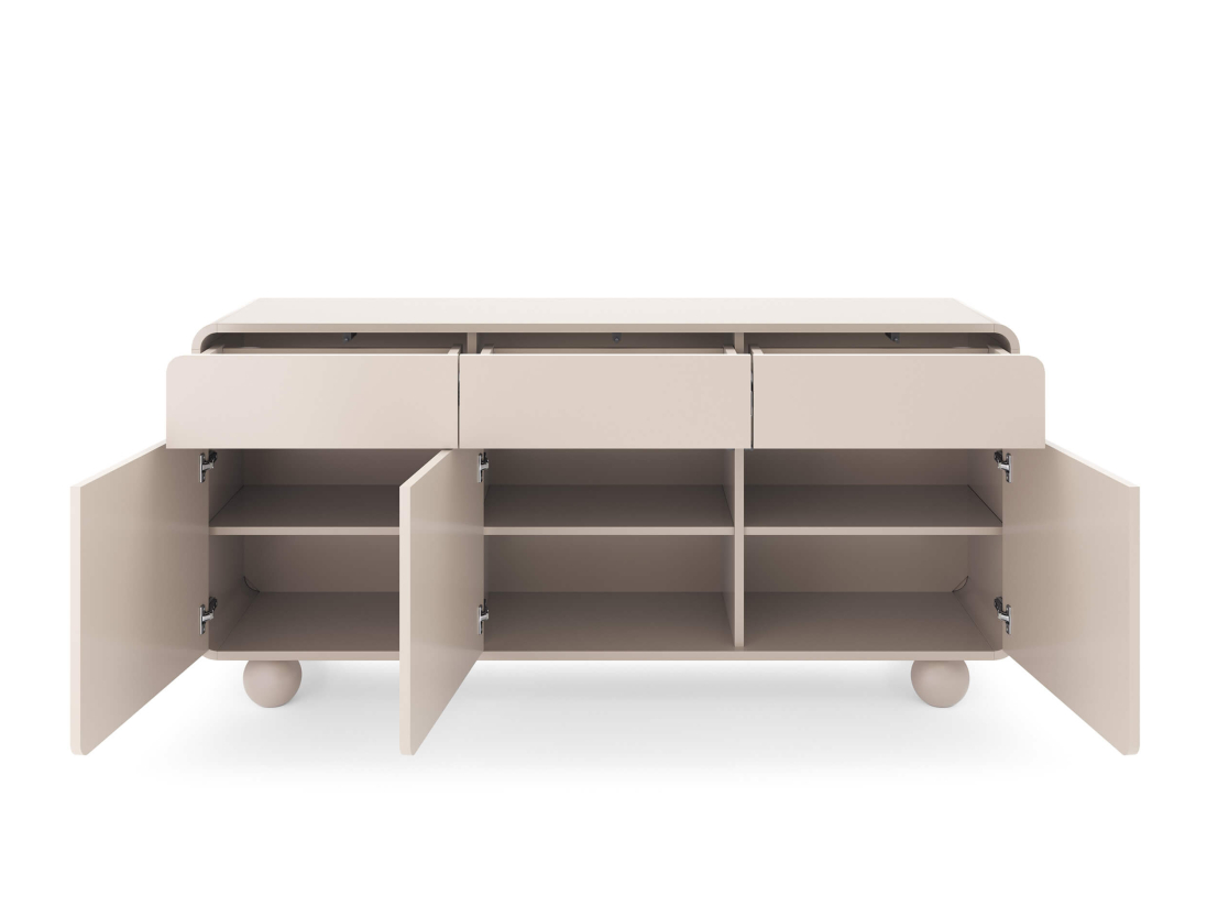 Buffet bas ALBA – 3 portes, 3 tiroirs, rangement structuré