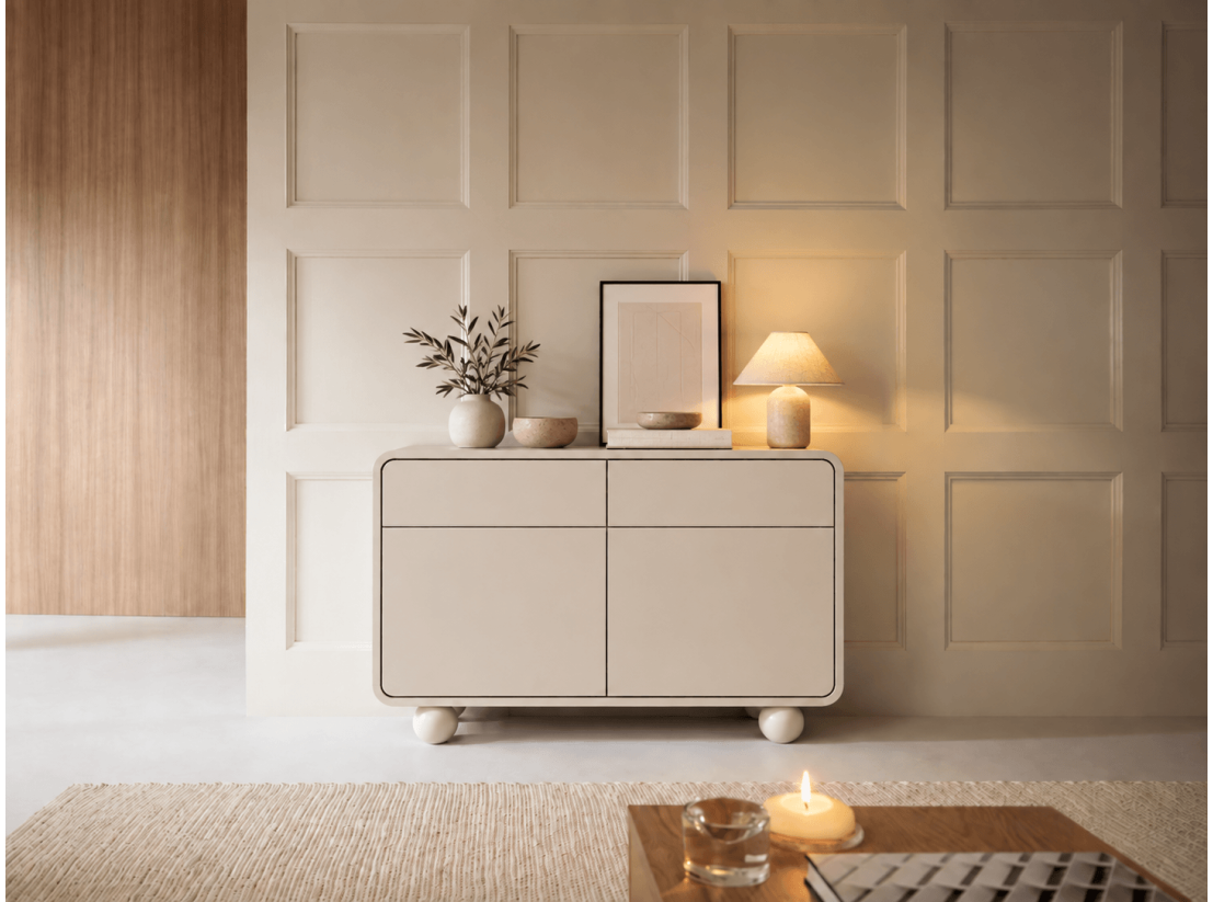 Buffet bas ALBA – 2 portes et 2 tiroirs, rangement structuré