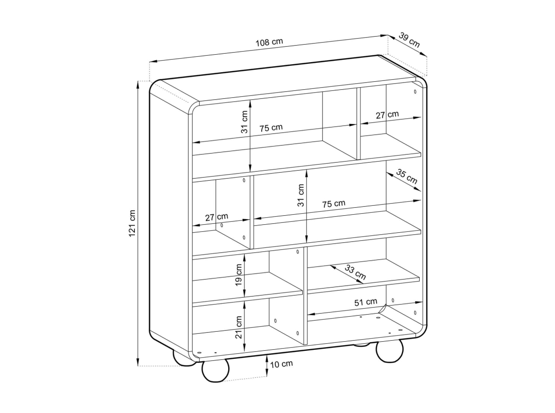 Buffet haut ALBA –  2 portes et 4 niches de rangement