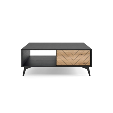 Table basse VARENA  – Rangements intégrés (2 tiroirs, 1 étagère)