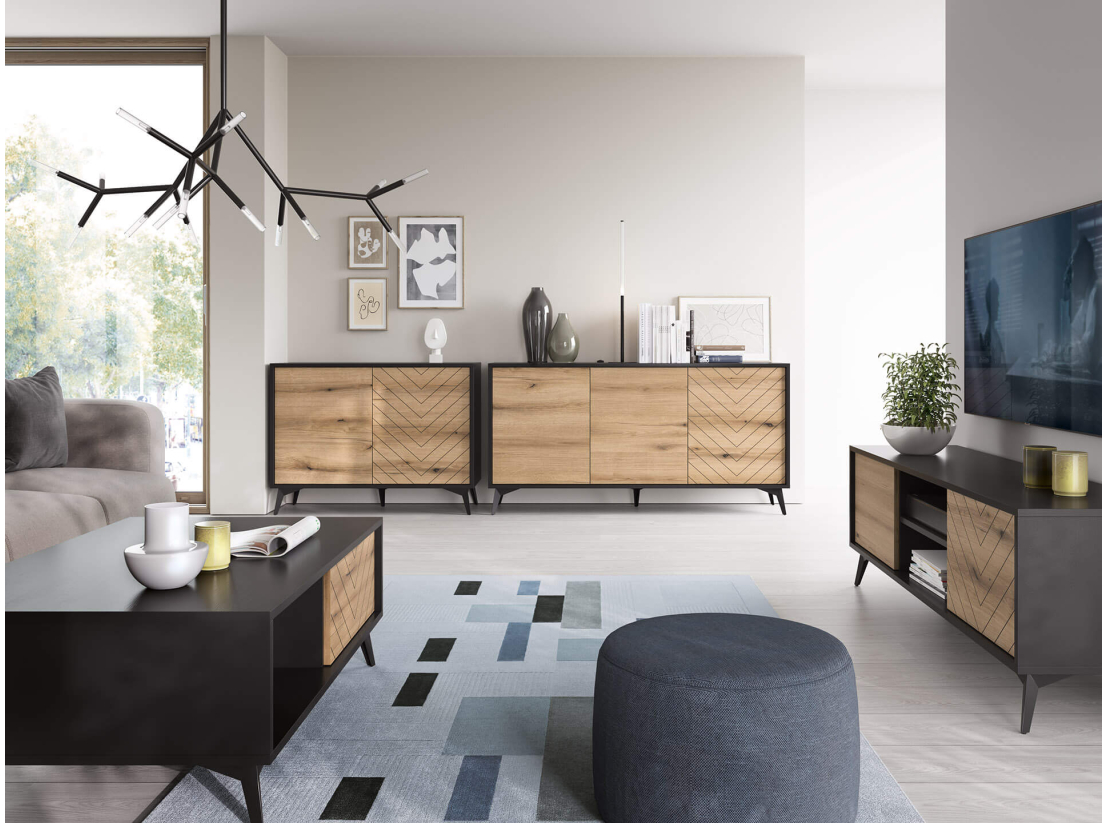 Buffet bas VARENA –  2 portes et 4 étagères de rangement