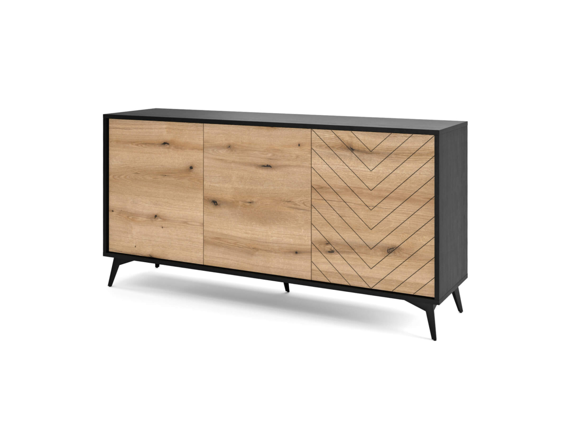 Buffet bas VARENA –  3 portes et 6 étagères