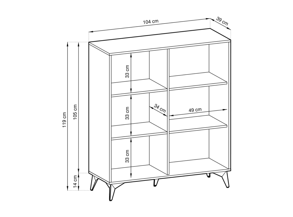 Buffet haut VARENA –  Grand rangement 2 portes et 6 étagères