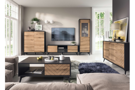 Buffet haut VARENA –  Grand rangement 2 portes et 6 étagères