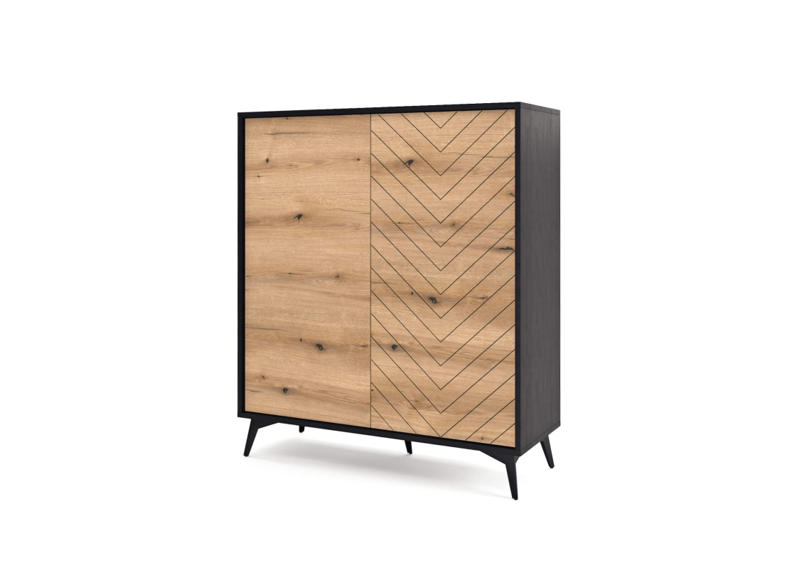 Buffet haut VARENA –  Grand rangement 2 portes et 6 étagères