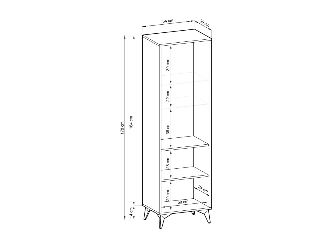 Vitrine VARENA – Bois et verre – 5 étagères