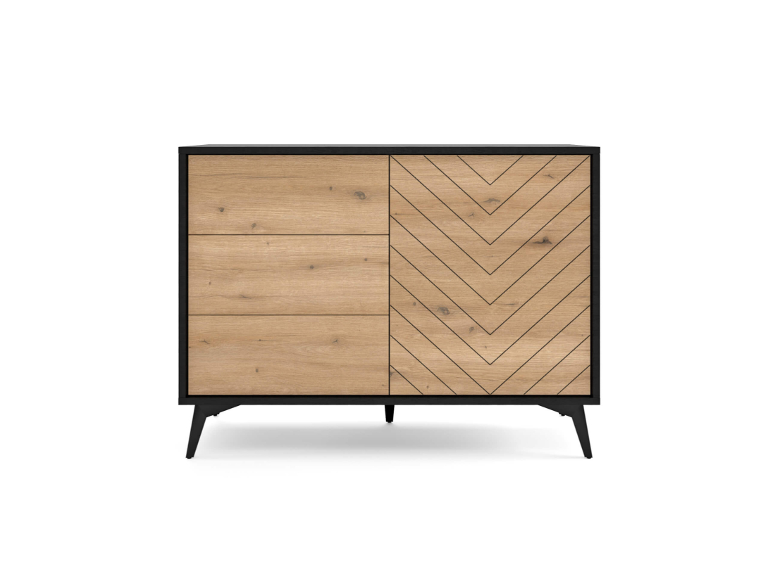Buffet bas VARENA  – 3 tiroirs et 1 porte