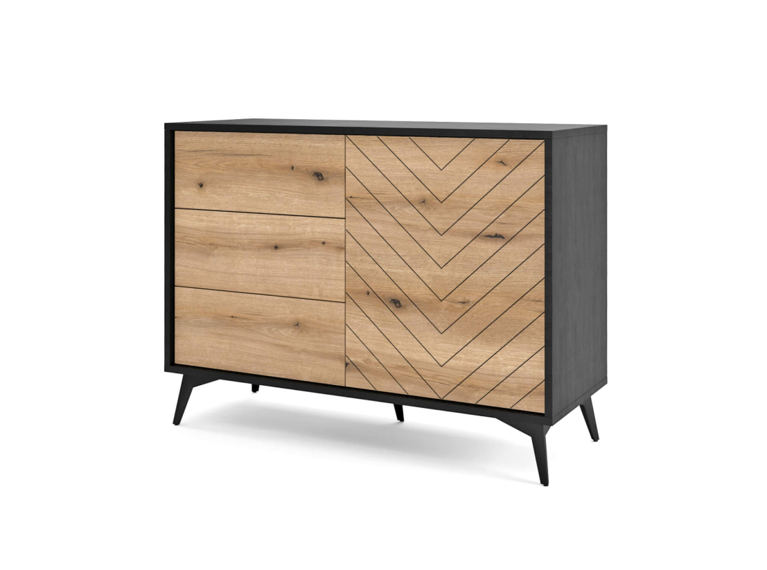 Buffet bas VARENA  – 3 tiroirs et 1 porte