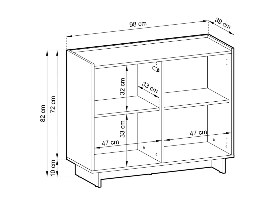 Buffet bas CASSARA –  2 portes, 4 étagères de rangement