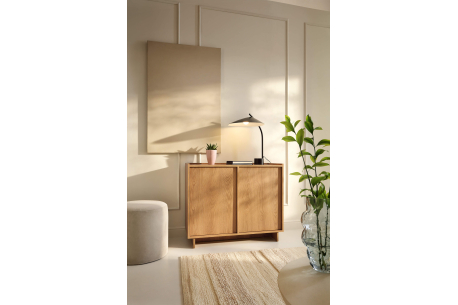 Buffet bas CASSARA –  2 portes, 4 étagères de rangement