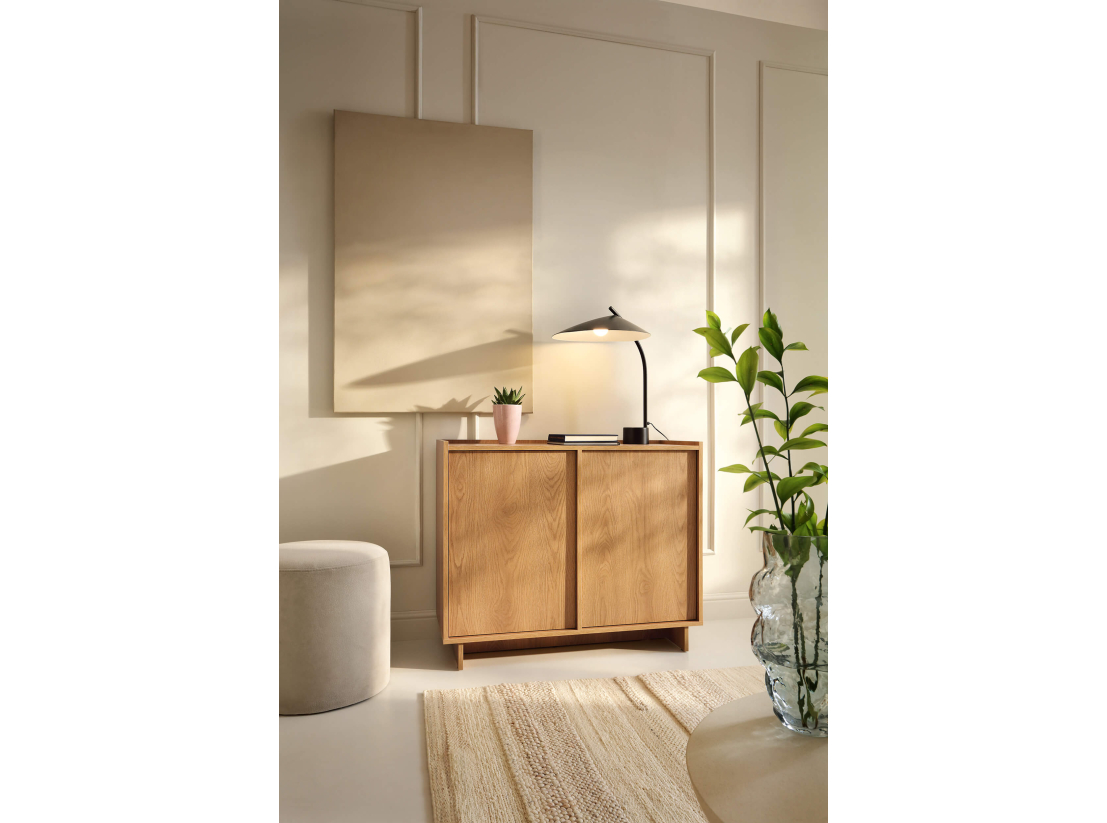 Buffet bas CASSARA –  2 portes, 4 étagères de rangement