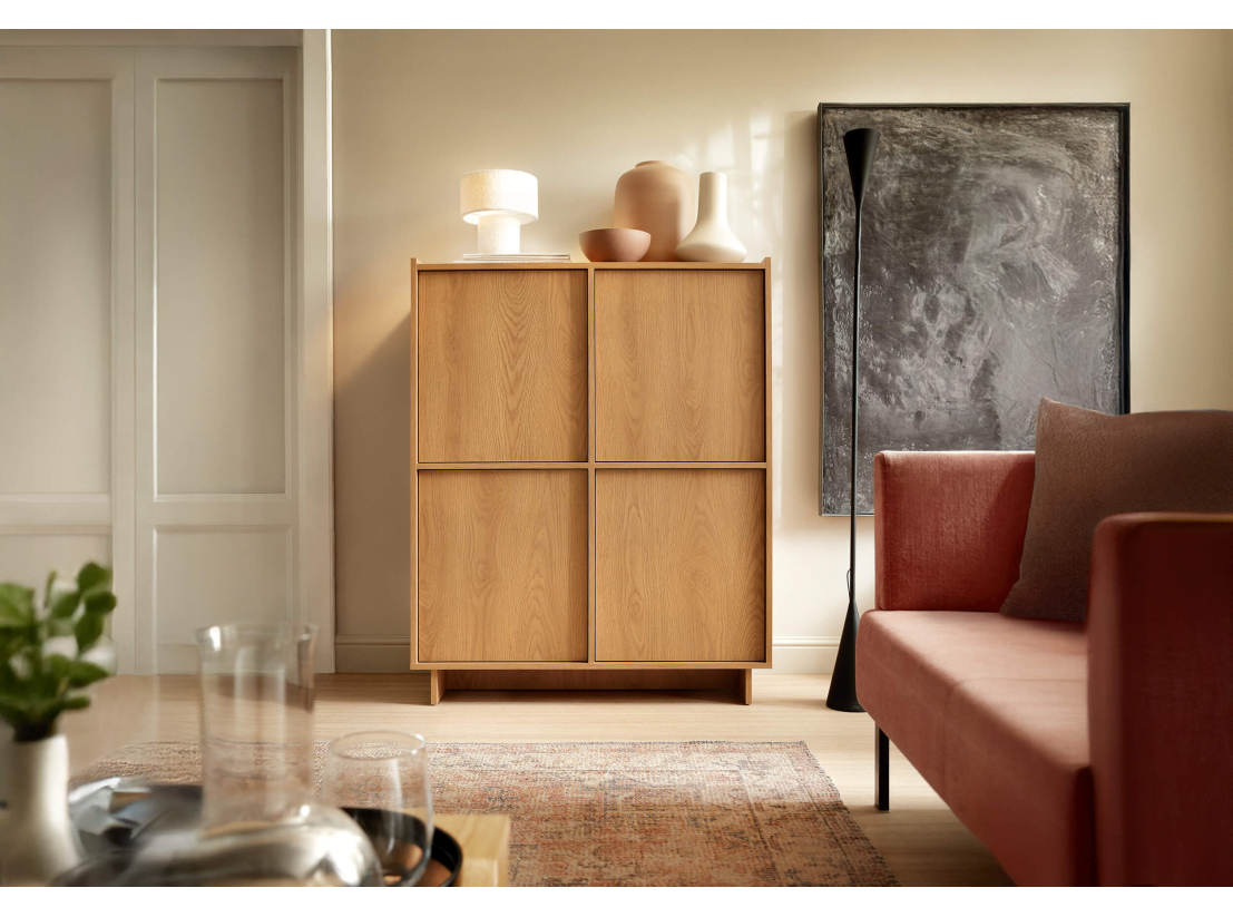 Buffet haut CASSARA – 4 portes et 8 étagères de rangement