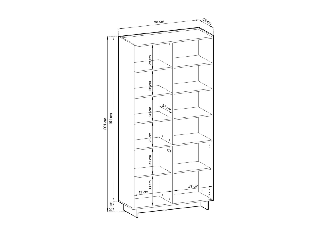 Bibliothèque CASSARA – 2 portes et 12 étagères