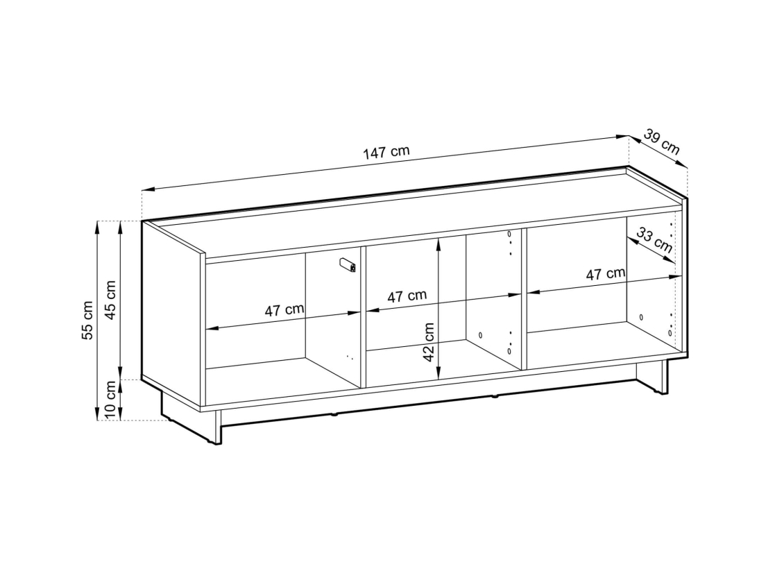 Buffet bas CASSARA – 3 portes et 3 étagères
