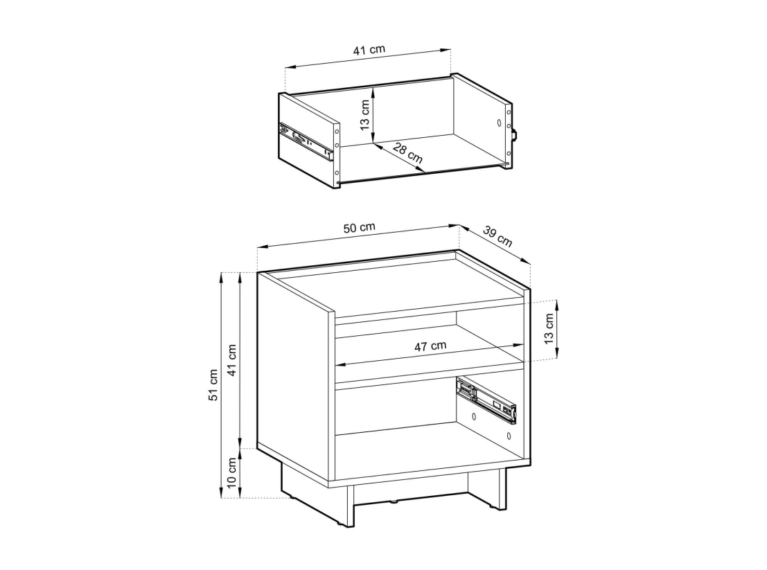Table de chevet CASSARA –  1 tiroir et 1 étagère