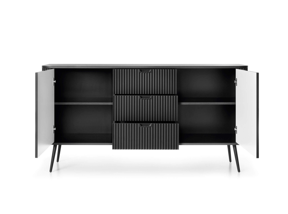 Buffet bas VELINA –  2 portes, 3 tiroirs et rangements généreux