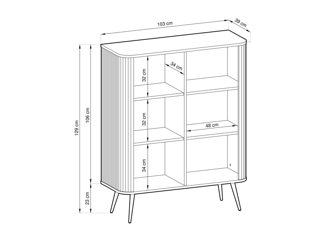 Buffet haut VELINA – 2 portes et 6 étagères