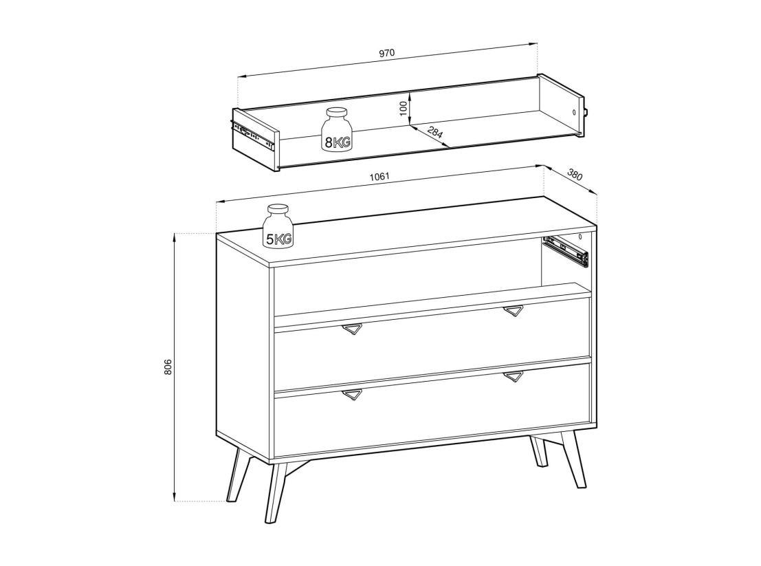 Commode MUSEO –  3 tiroirs de rangement