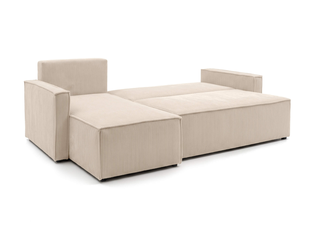 Canapé d’angle convertible FARAH – Velours côtelé – Réversible avec coffre de rangement