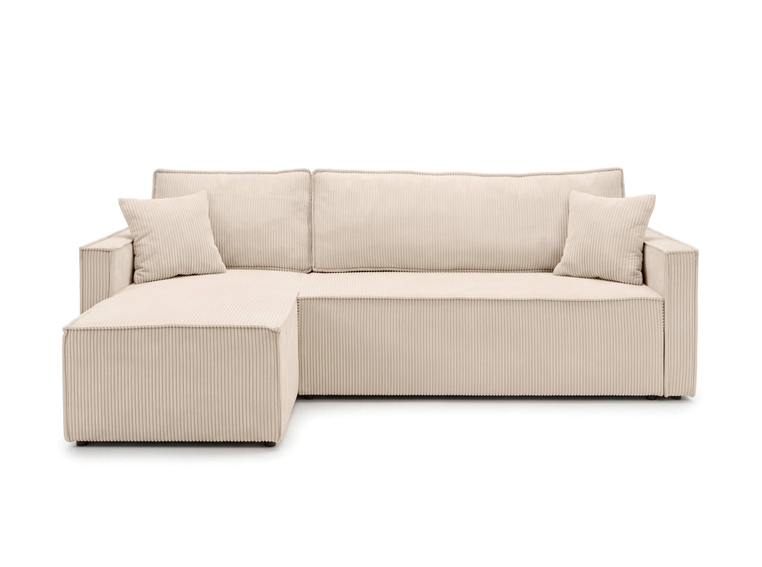 Canapé d’angle convertible FARAH – Velours côtelé – Réversible avec coffre de rangement