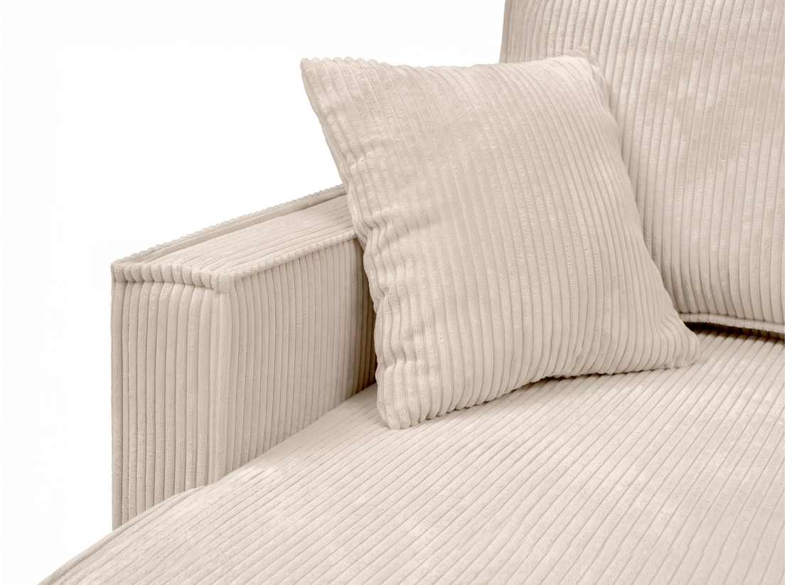 Canapé d’angle convertible FARAH – Velours côtelé – Réversible avec coffre de rangement