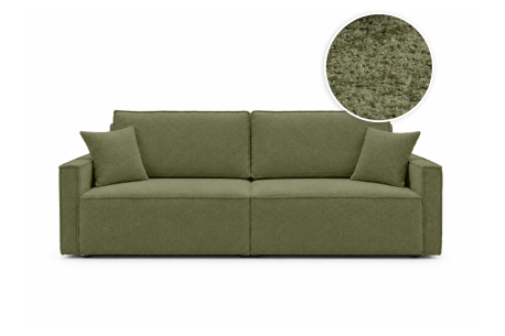 Canapé droit FARAH – Tissu bouclette texturé – Convertible avec coffre de rangement