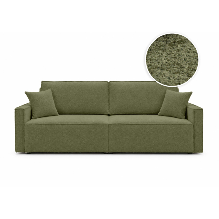Canapé droit FARAH – Tissu bouclette texturé – Convertible avec coffre de rangement