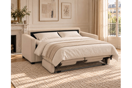 Canapé convertible AGATHE CONFORT 3 places – Tissu – Couchage express 140×195