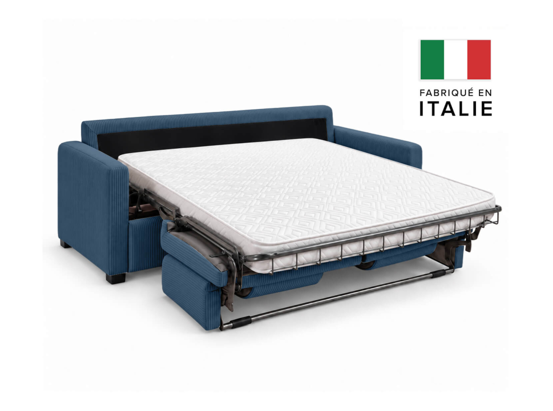 Canapé convertible AGATHE CONFORT 3 places – Velours côtelé – Couchage express 140×195