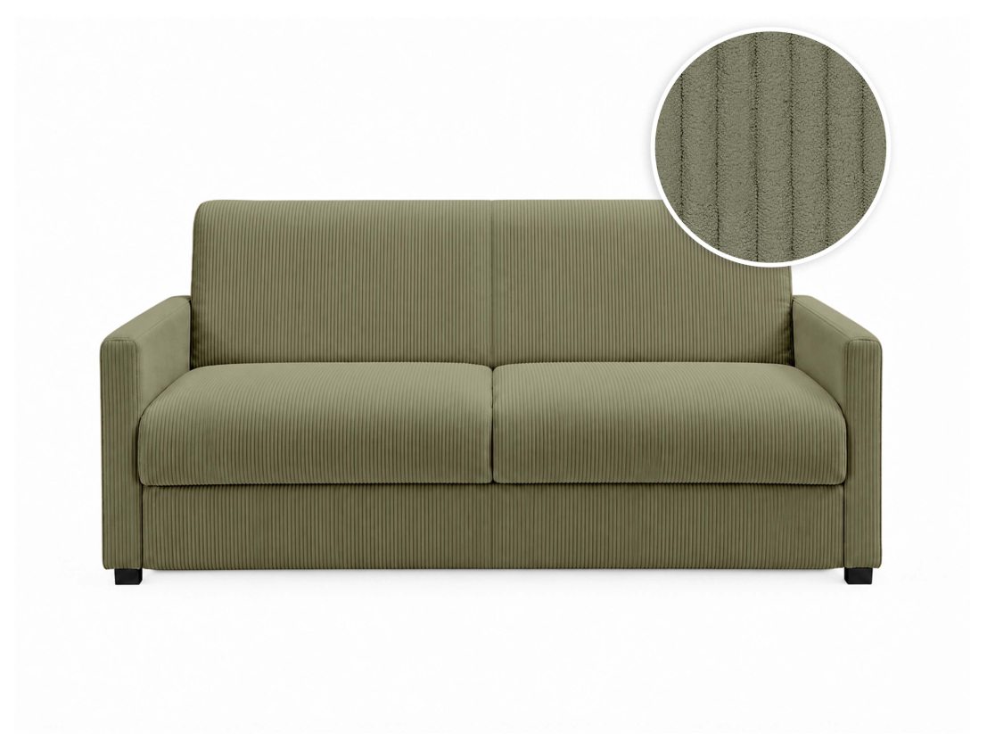 Canapé convertible AGATHE CONFORT 3 places – Velours côtelé – Couchage express 140×195