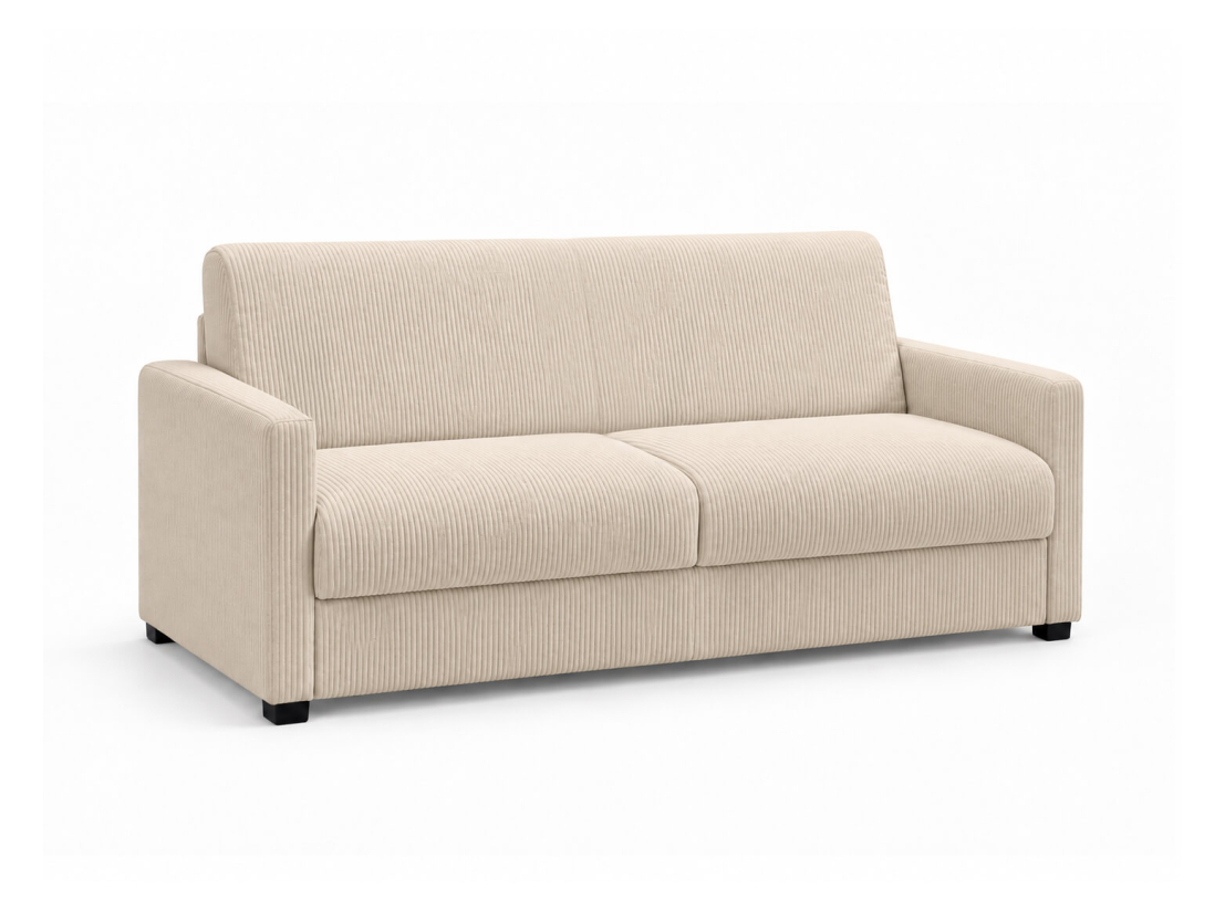 Canapé convertible AGATHE CONFORT 3 places – Velours côtelé – Couchage express 160×195