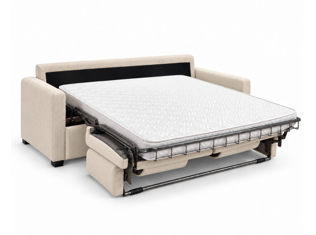 Canapé convertible AGATHE CONFORT 3 places – Velours côtelé – Couchage express 160×195