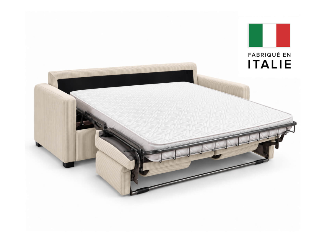 Canapé convertible AGATHE CONFORT 3 places – Velours côtelé – Couchage express 160×195