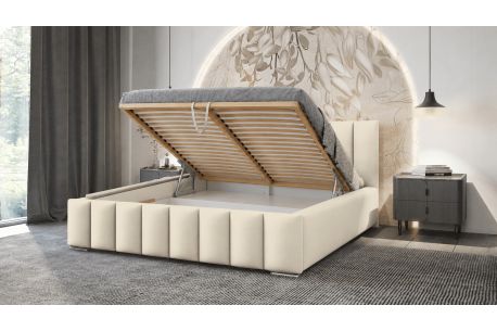 Lit coffre NEO en velours - Dimensions du couchage : 160 x 200 cm